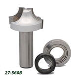 Roundover router bit with bearings, precision woodworking tool for smooth edging