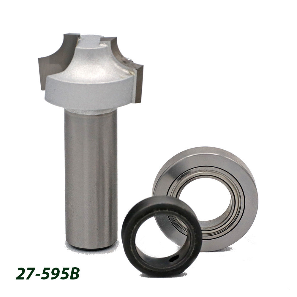 Woodworking slot cutter router bit with bearings, model 27-595B, on white background