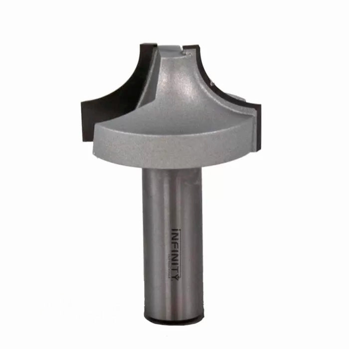 Roundover router bit with steel shank and carbide cutting edge for woodworking
