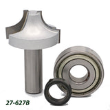 Roundover router bit with ball bearing and ring, woodworking tool accessory set