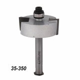 Carbide-tipped slot cutter router bit with ball bearing, used for woodworking, model 35-350.