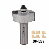 Slot cutter router bit with carbide blades and reference joinery profiles, code 00-555.