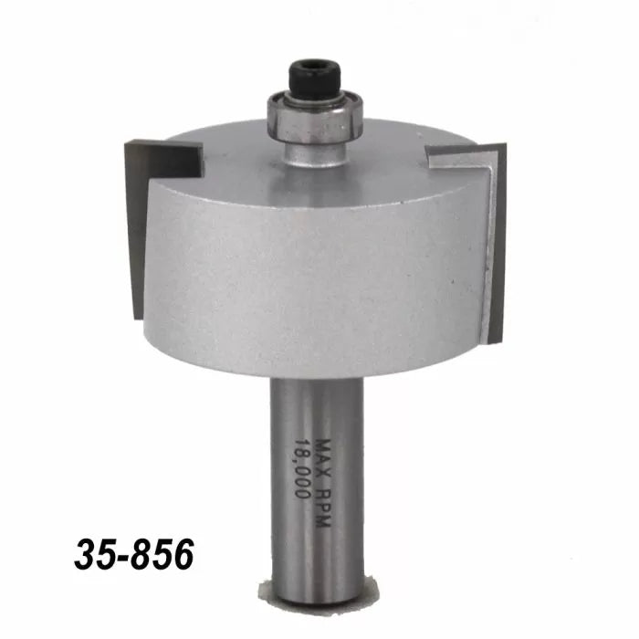 Large-diameter router bit with straight carbide blades for woodworking, product number 35-856.