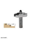 Slot cutter router bit with 1/8-inch and 3/8-inch cutting measurements for woodworking.
