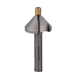 Chamfer router bit with steel shank and brass guide for woodworking projects