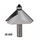Carbide-tipped chamfer router bit with bearing, model 36-950, for woodworking.