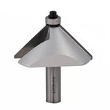 Carbide woodworking chamfer router bit with bearing, isolated on white background