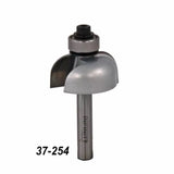 Roundover router bit with bearing, model 37-254, for woodworking precision cuts.