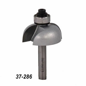 Large roundover router bit with bearing, labeled 37-286, precision woodworking tool