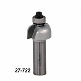 Roundover router bit with bearing for woodworking, part number 37-722, on white background.