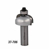 Roundover router bit with bearing, carbide-tipped, shown upright on white background, model 37-786.
