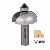 Roundover router bit with bearing, 1/2 inch radius, woodworking edge tool, code 37-850