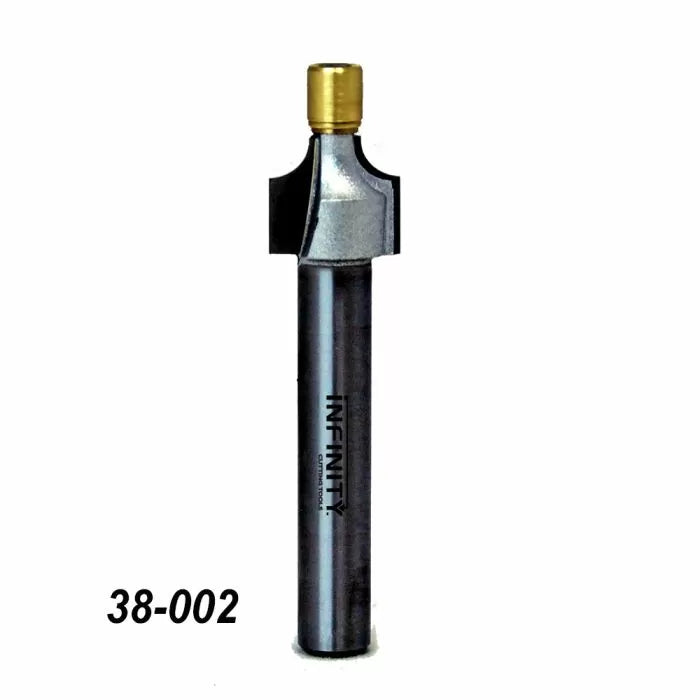 Roundover router bit with guide bearing, straight shank, woodworking tool, item 38-002