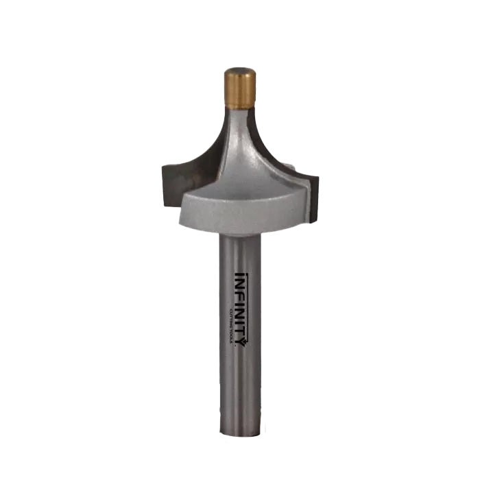 Roundover router bit for woodworking, carbide cutting edge and straight shank design