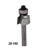 Carbide-tipped roundover router bit with bearing, wood cutting tool, item 38-190