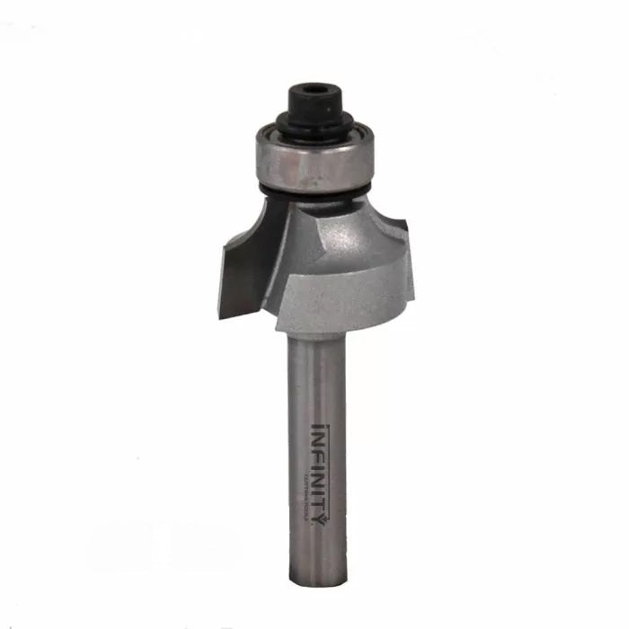 Carbide-tipped roundover router bit with bearing for woodworking projects