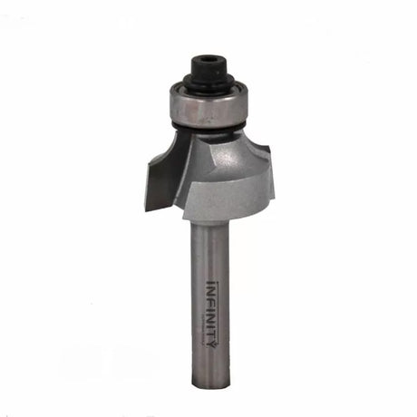 Carbide-tipped roundover router bit with bearing for woodworking projects