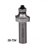 Roundover router bit with bearing for woodworking, product number 38-754, on white background.