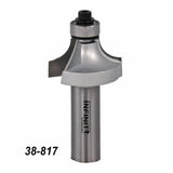 Roundover router bit with bearing, model 38-817, for woodworking precision cuts