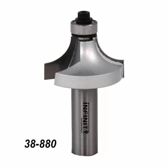 Carbide-tipped roundover router bit for woodworking, code 38-880, on white background.