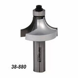 Carbide-tipped roundover router bit for woodworking, code 38-880, on white background.