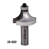 Roundover router bit with bearing, steel construction, part number 38-880, woodworking tool