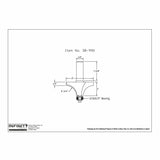 Technical drawing of woodworking router bit with dimensions and bearing specified