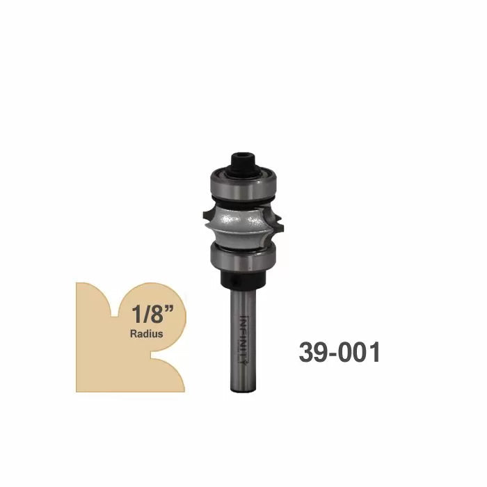 1/8 inch radius router bit for woodworking, two flute design, product code 39-001