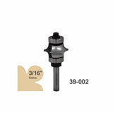 3/16 inch radius roundover router bit for woodworking, part number 39-002.