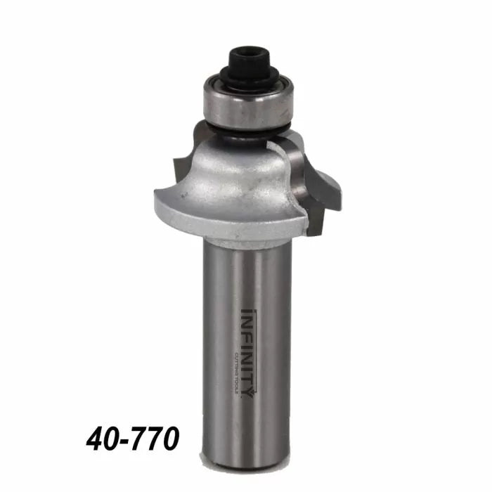 Roundover router bit with bearing for woodworking, labeled 40-770, on white background