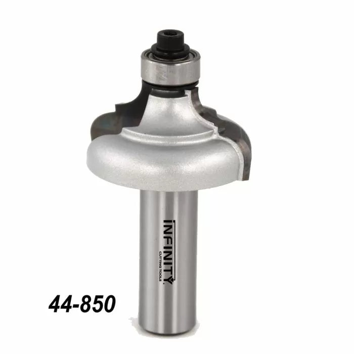 Roundover router bit with bearing, carbide tipped, labeled 44-850 on white background