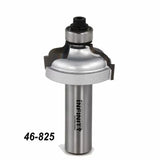 Roundover router bit with bearing, model 46-825, for woodworking and edge profiling