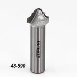 Carbide-tipped woodworking router bit with decorative profile, labeled 48-590, on white background.