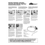 Instruction sheet showing how to use the Finish Max Rapid Clean sprayer cleaning kit with hose and nozzle. Sold separately.