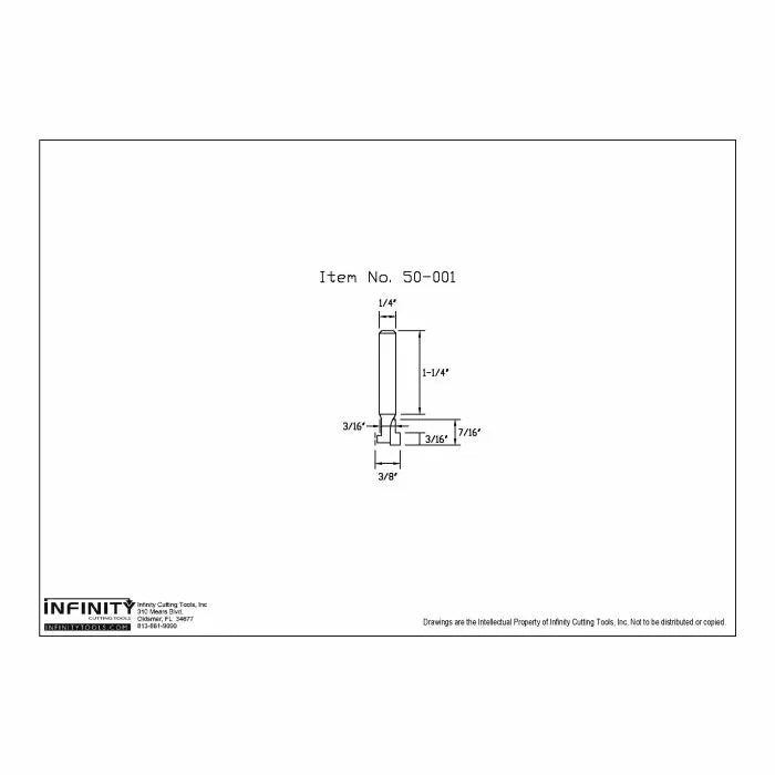Technical drawing of router bit with labeled dimensions, woodworking tool diagram.