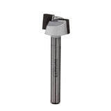 Straight router bit with carbide tip for woodworking on white background
