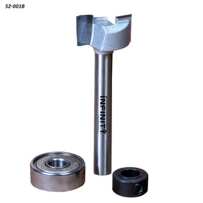 Carbide router bit with bearing and stop collar for woodworking