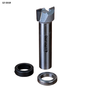 Carbide router bit with two guide bearings for woodworking precision cutting