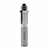 Straight carbide router bit with top-mounted bearing for woodworking precision cutting.