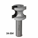 Carbide-tipped router bit with two cutting edges, silver finish, labeled 54-504.