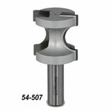 Slot cutting router bit with carbide tips for precise woodworking, labeled 54-507.