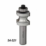 Steel woodworking router bit with bearing, model 54-521, isolated on white background.