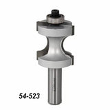 Stacked slot cutter router bit with bearing, woodworking tool, model 54-523 on white background