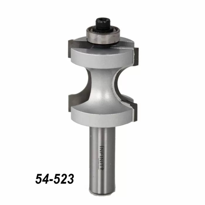 Woodworking edge router bit with bearing, model 54-523, for clean joinery cuts