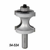 Bullnose router bit with bearing for woodworking, part number 54-524, on white background