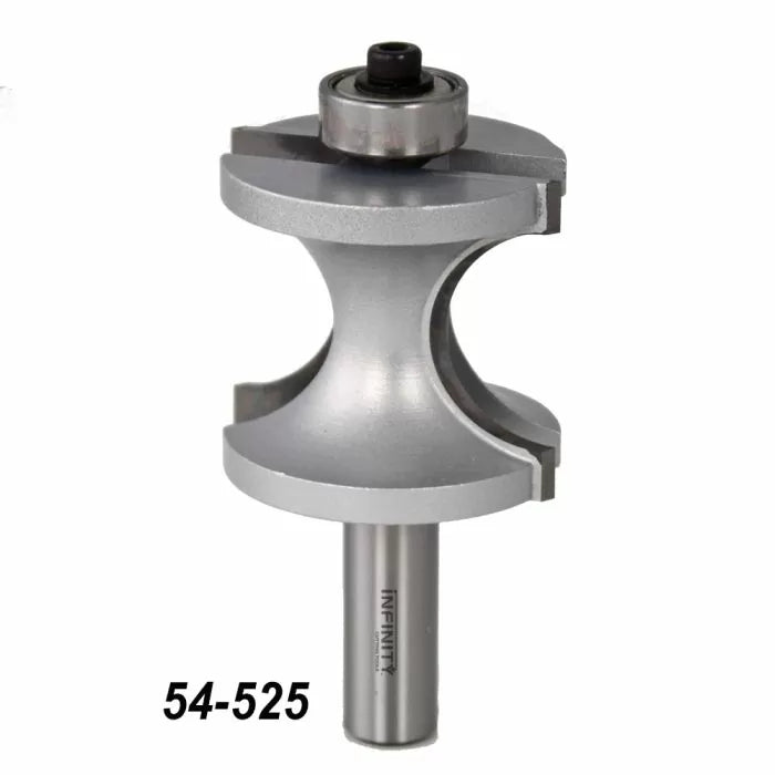 Router bit with ball bearing guide for woodworking, model 54-525, on white background.