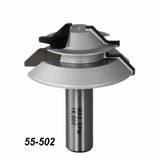 Carbide-tipped router bit with steel shank, labeled 55-502, for woodworking joinery.