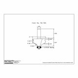 Technical drawing of a router bit with dimensions and 1/4" x 5/8" bearing, item 56-501.