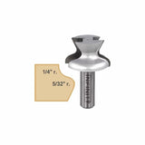 Two-flute roundover and ogee router bit with 1/4 inch and 5/32 inch radii.