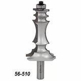 Large silver router bit with bearing, ornate profile design, and '56-510' product number